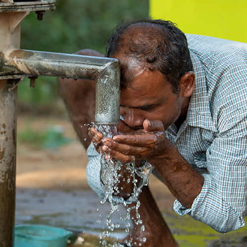 Man has access to clean drinking water through GFA World Jesus Wells