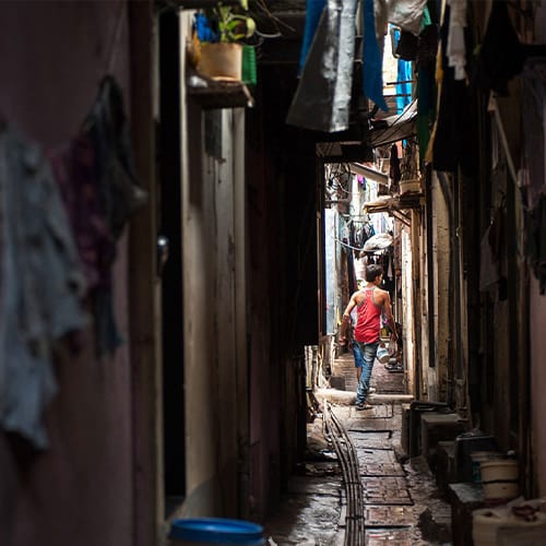 Alleys in the slums of South Asia