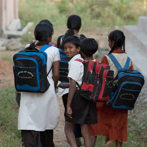 Children walking to school at GFA World child sponsorship program