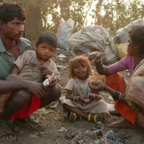 Family living in the slums in extreme poverty