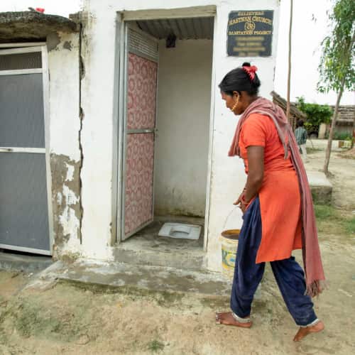 Laal's village community enjoys safety and privacy through GFA World outdoor toilets