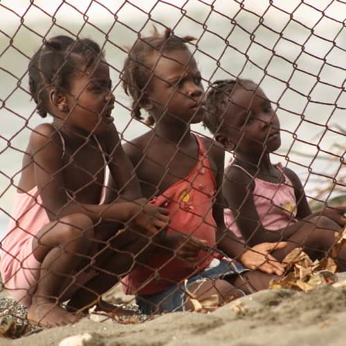 Poor children live in impoverished communities of Haiti