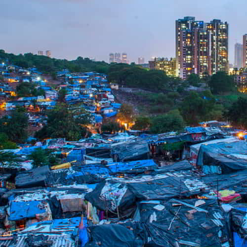 Slum community in South Asia