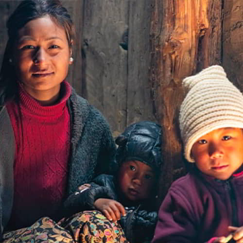 Rosina and her family enduring the extreme cold in her home