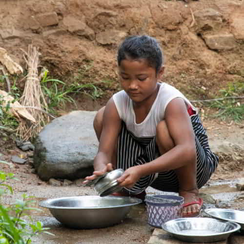 In countries with severe poverty, children are used to fetch water, earn money through child labor, help around the house or simply left to roam the streets