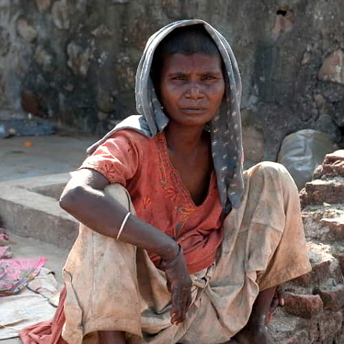 Woman in poverty in the slums of South Asia