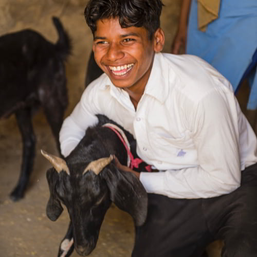 This boy's family received an income generating gift of goats through GFA World