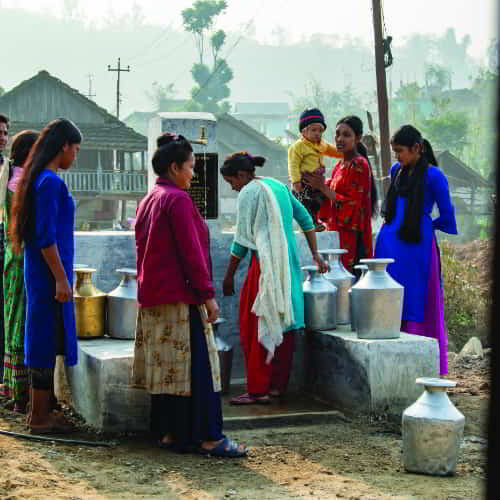 Women in South Asia collecting water