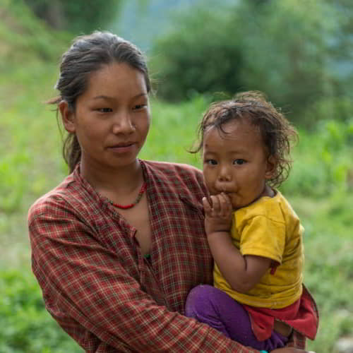 A woman and her child in poverty