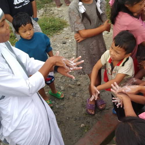 Children studying in GFA World child sponsorship program learn hand washing