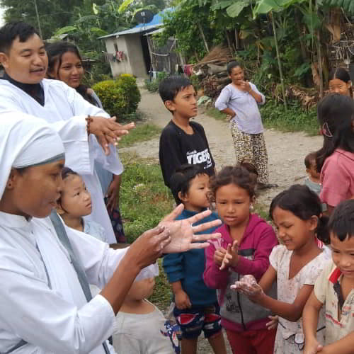 GFA World national missionaries conducting handwashing awareness program