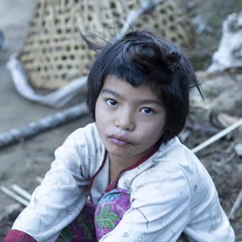 Young girl in poverty in Asia