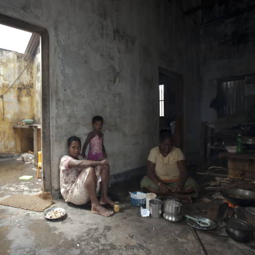 Family in poverty enduring the challenges of living in the slums