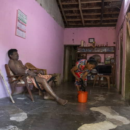 Family living in the slum communities of Asia