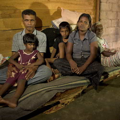 Family living in the slums in poverty