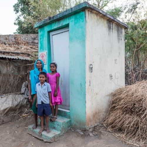 Mother and her children given dignity and safety through GFA World outdoor toilets