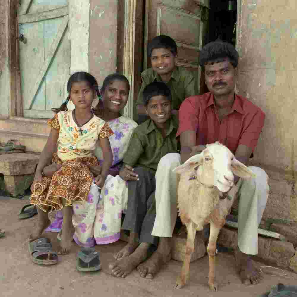 A family received an income generating gift of a goat, an example of helping break generational poverty