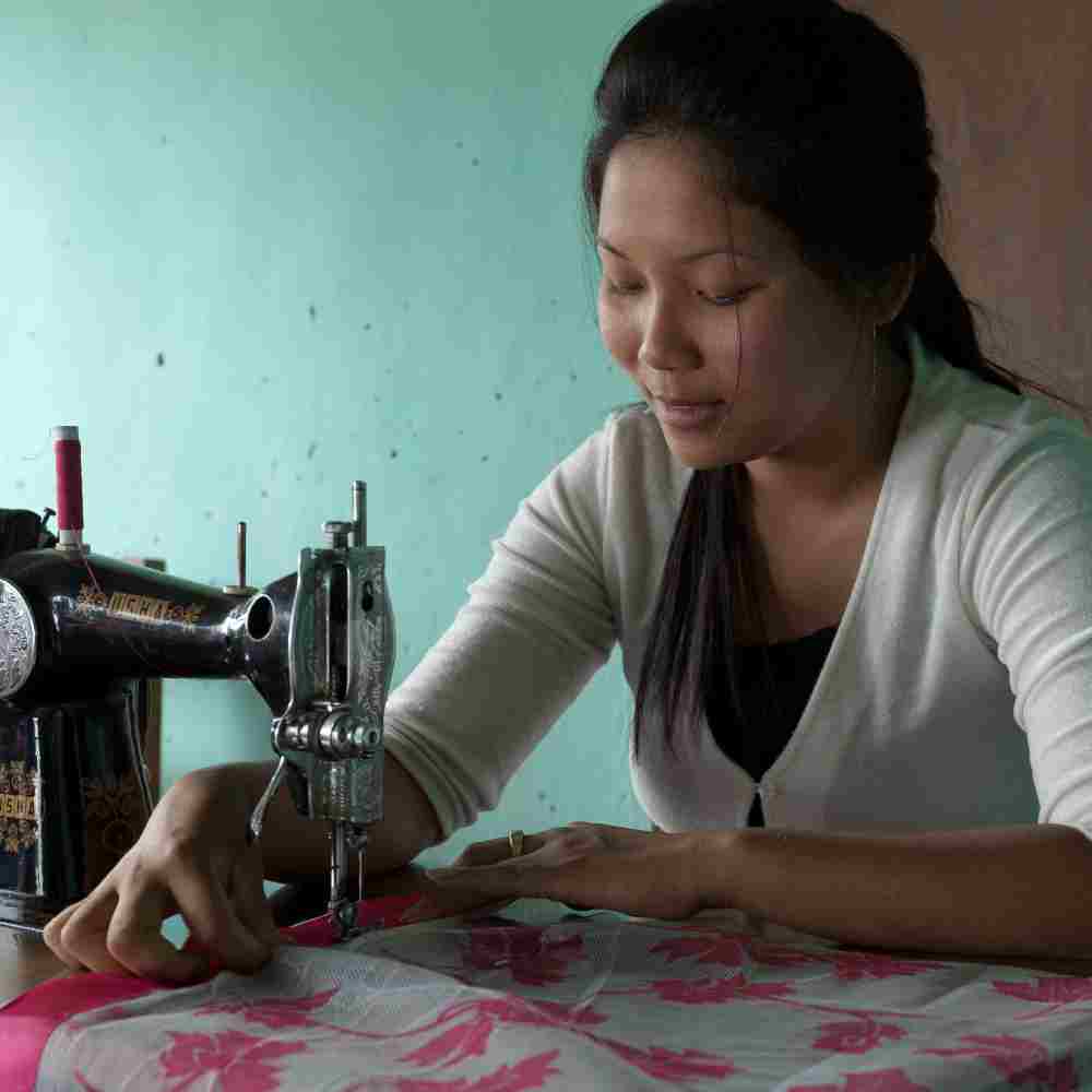 The income generating gift of a sewing machine—and the skills to use that gift—made a world of difference in Leena’s life