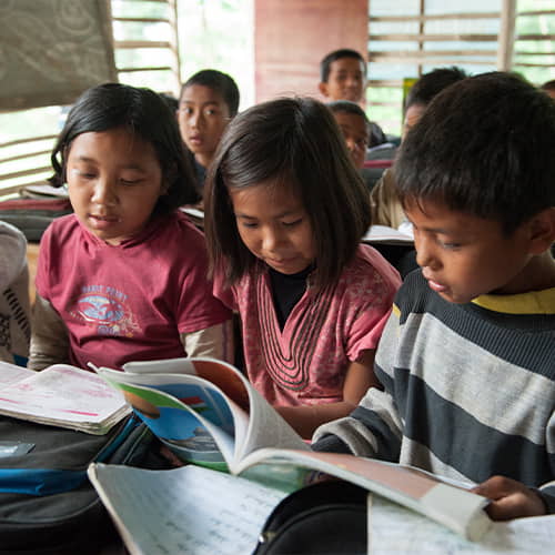 Children receiving an education through GFA World child sponsorship program