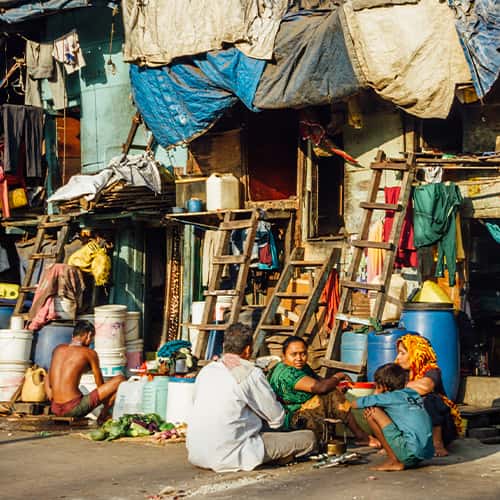 People living in slums in South Asia