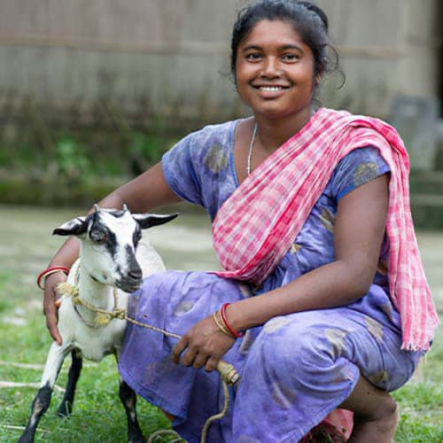 With her new goat, Raina (not pictured) will be able to better provide for herself and her son.