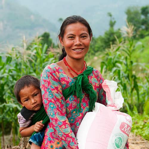 Mother and child received disaster relief supplies from GFA World compassion services