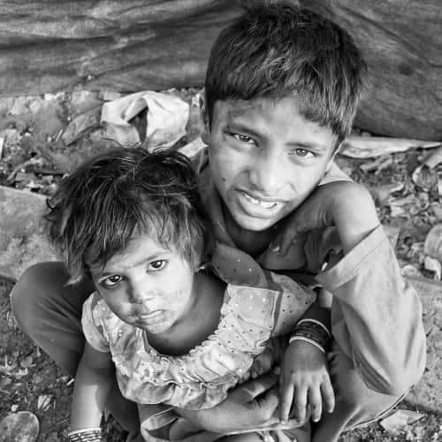 Slum children in poverty