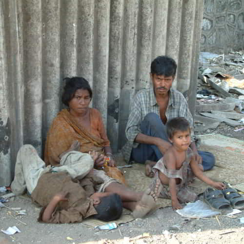 Family from South Asia living under extreme poverty