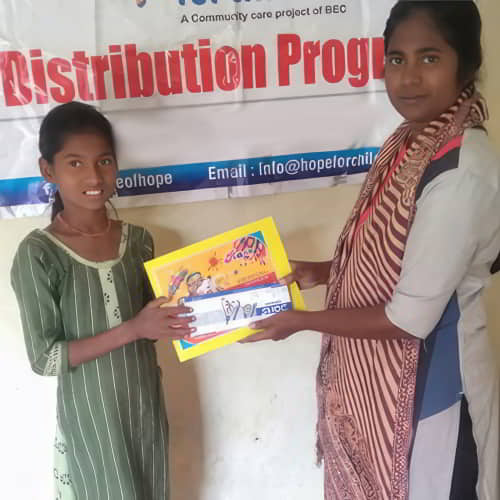 Ragna received school supplies from GFA World child sponsorship program gift distribution