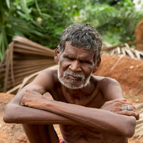 Elderly man in poverty in South Asia