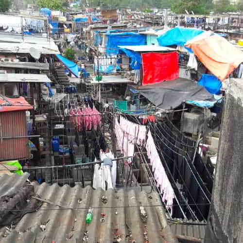 Slum neighborhood in South Asia