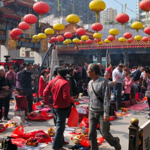 People in a temple in China