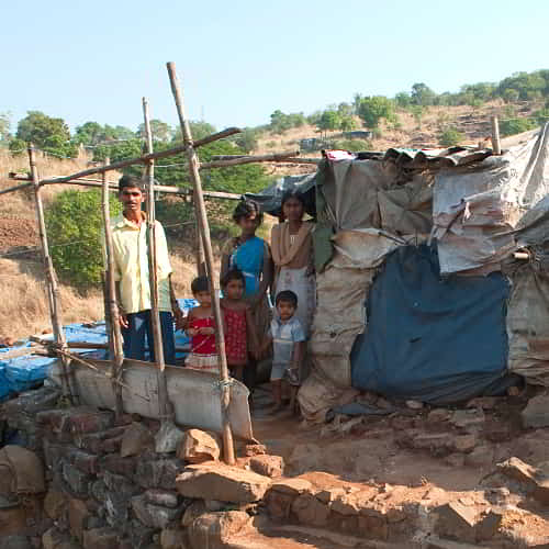 Family in extreme poverty living in the slums