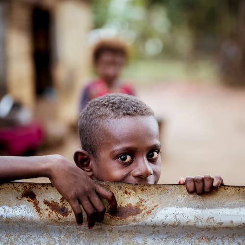 Young child in Africa living in poverty