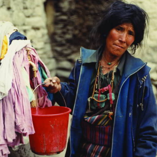 A woman in poverty living on the edge