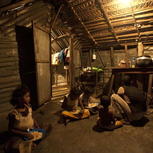 Family living in extreme poverty