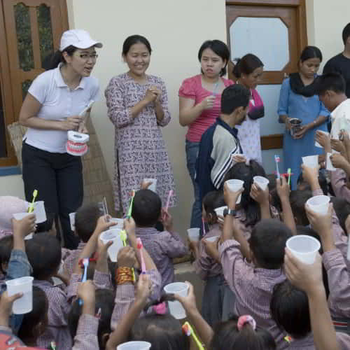 GFA World volunteers conduct hygiene training in child sponsorship program