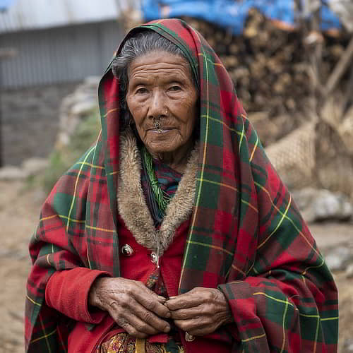 Elderly woman in poverty